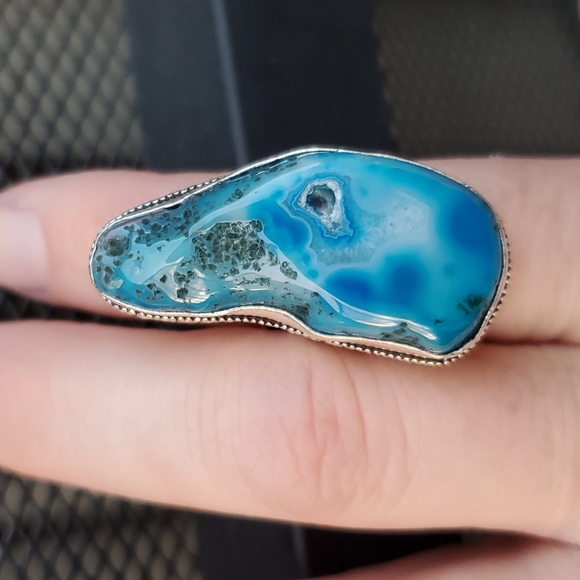 New Overzized Solar Quartz Agate 925 Silver Statement Ring. - Picture 16 of 16
